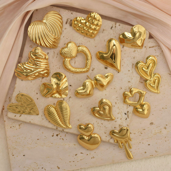 Wholesale Gold Heart Series Earrings Jewelry
