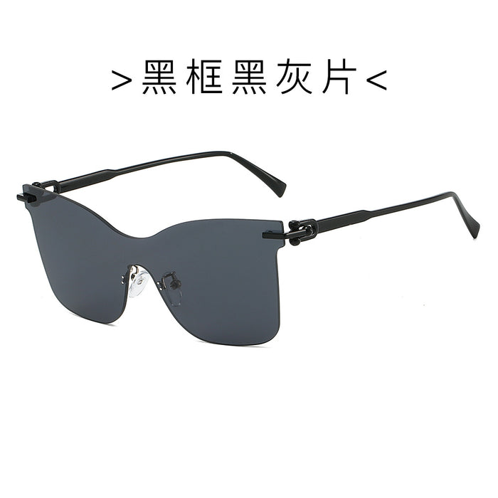Wholesale Frameless one-piece sunglasses with a high-end feel, personalized trendy glasses, UV resistant cat eye retro sunglasses