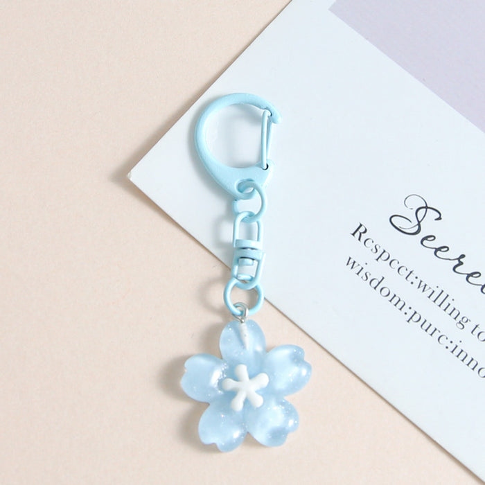 Wholesale Macaron Cherry Blossom Resin Keychain D Ring Flower Chic Bag Charm Gift