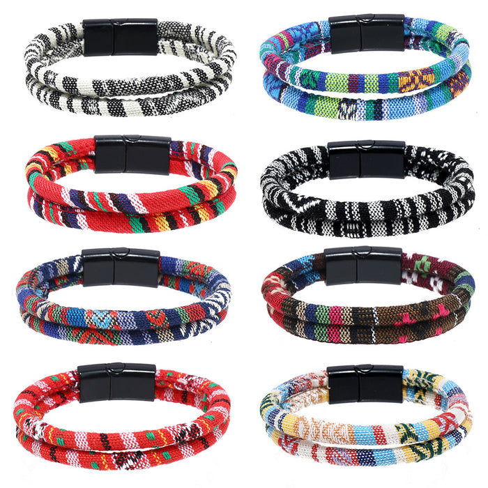 Wholesale Ethnic Style Bracelets Bohemian Style Fabrics Multi-color Weaving JDC-BT-XH026