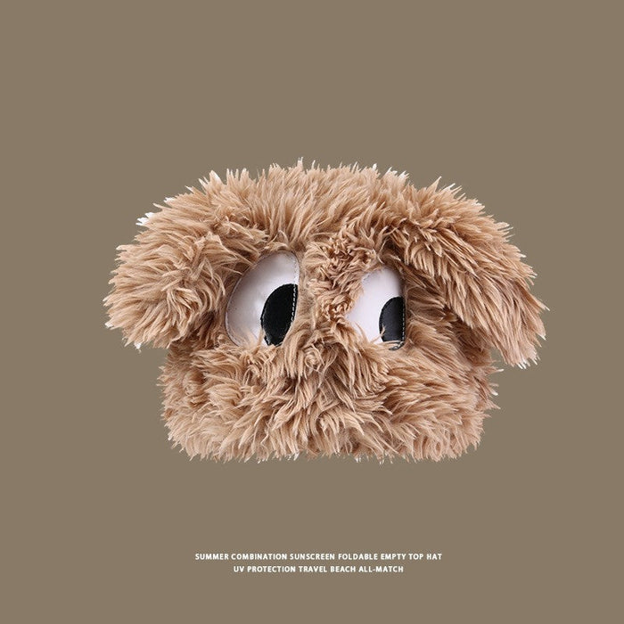 Wholesale Cute Funny Puppy Hat Women's Eyes Long Ears Thickened Pullover Hat Autumn and Winter Warm Plush