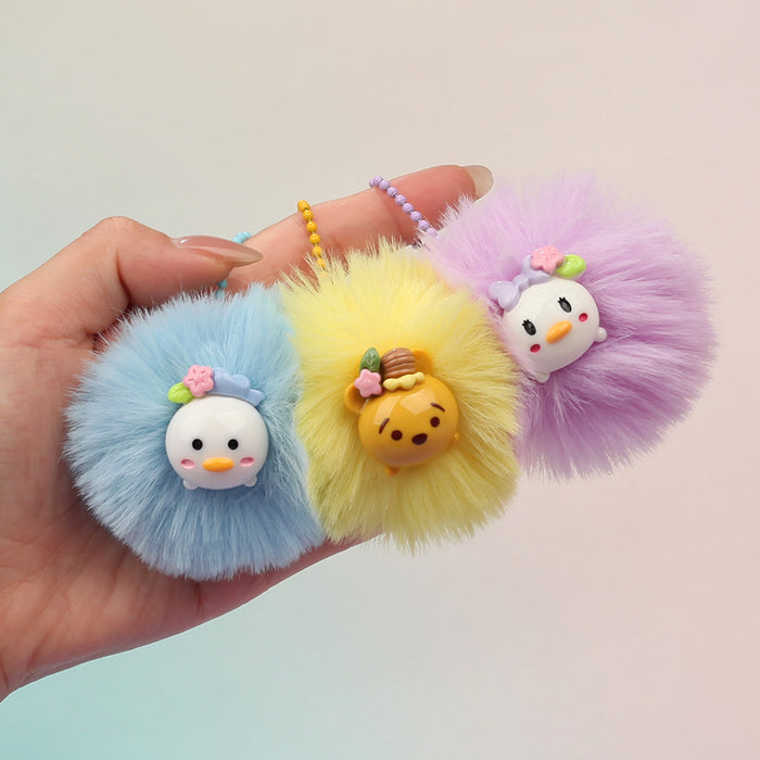 Wholesale Plush Bear Pom Pom Keychain Pendant Fashion Bag Charm For Gift