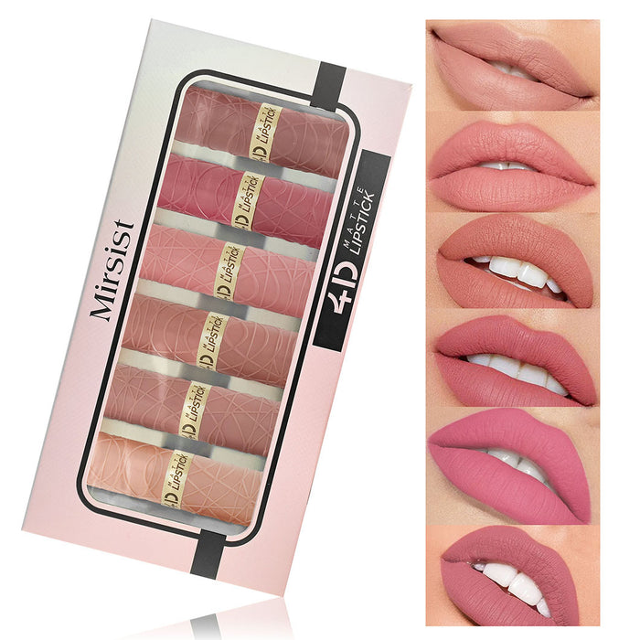 Wholesale A set of 6 new matte matte matte lipstick modern brown red lipstick set