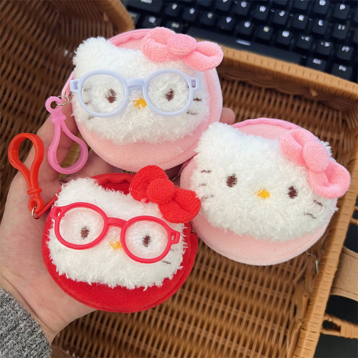 Wholesale 3D Cat Plush Mini Wallet with Glasses