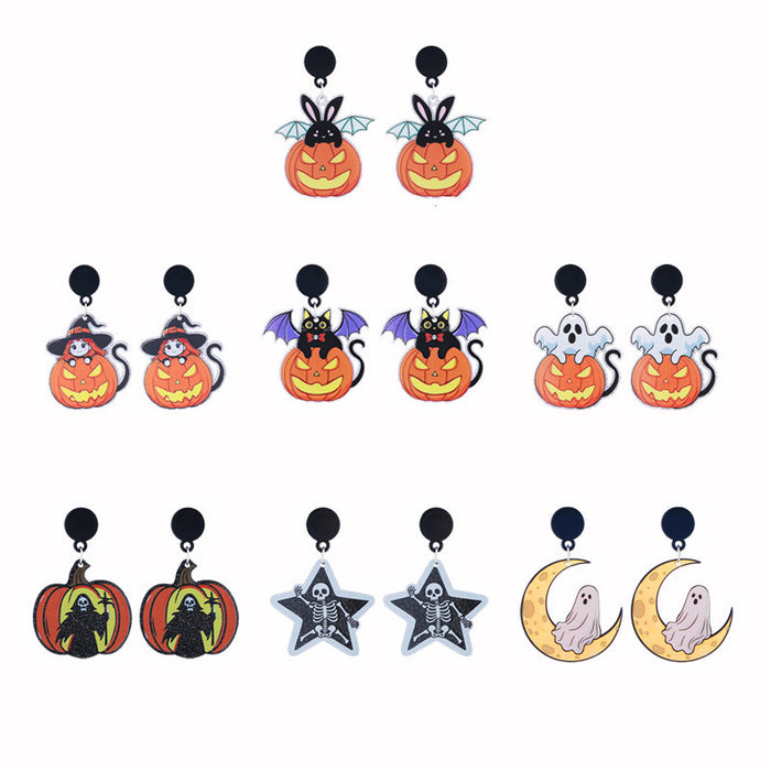 Wholesale  Series Acrylic Earrings Ghost Pumpkin Cartoon Bat Pumpkin Earrings