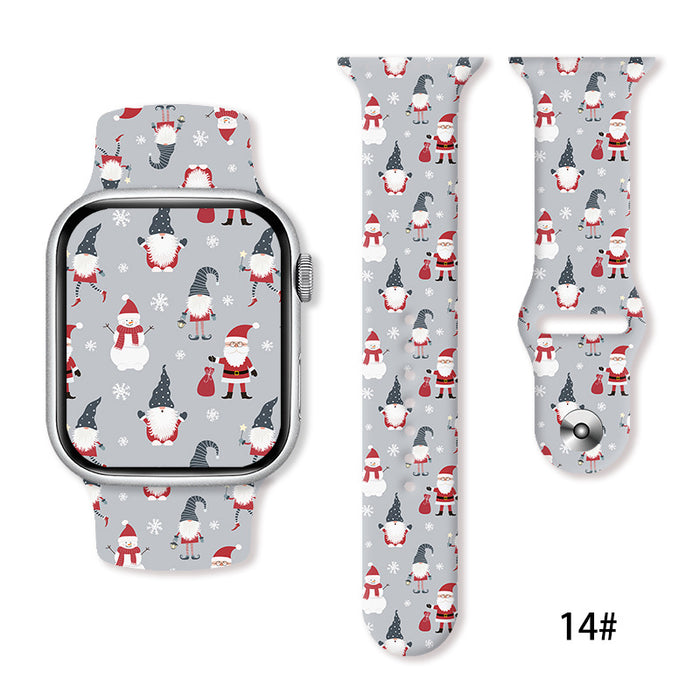 Wholesale Cartoon Christmas Silicone Strap Suitable for Apple Watch Strap JDC-WD-NuoQi005