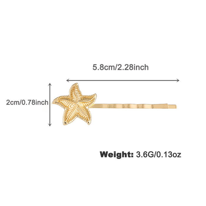 Wholesale Alloy Gold-Plated Shell  Starfish Hair Accessories Set Hairpin