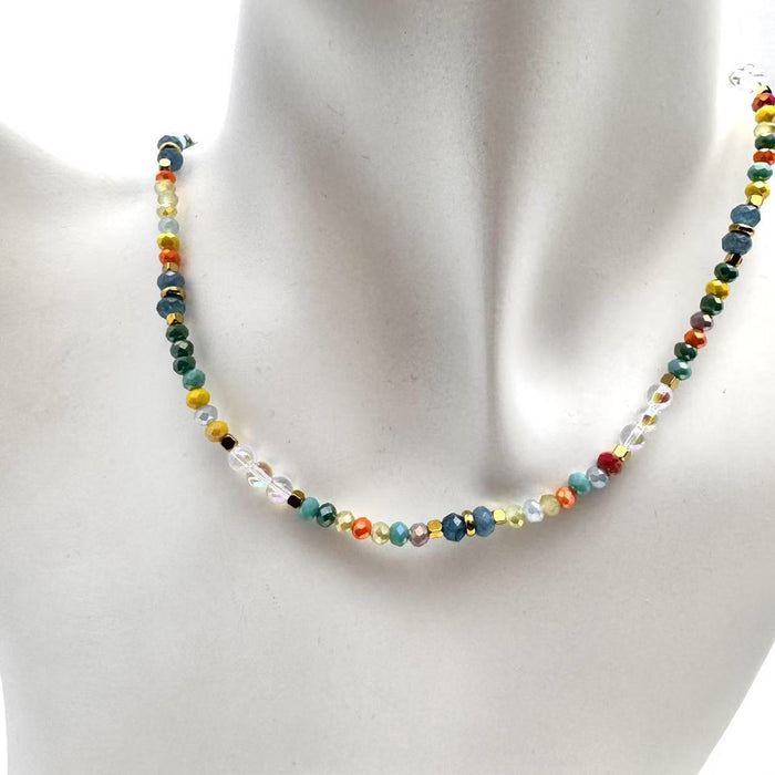 Wholesale Pearl Crystal Necklace Colorful Four Seasons Wear Light Luxury Fashion Collar Chain