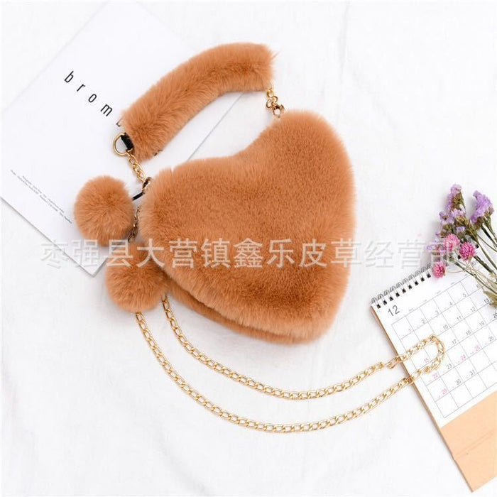 Wholesale of new plush chain Valentine's Day peach heart bags  JDC-SD-XinLe002