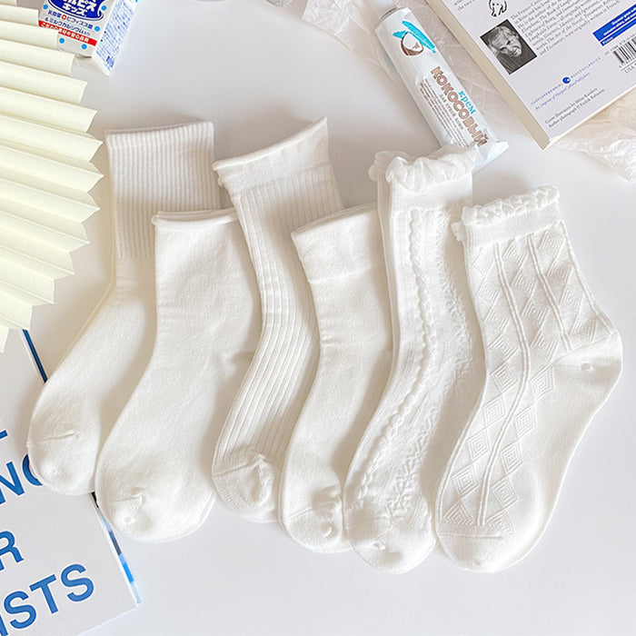 Wholesale Socks, thin, cute college cotton, solid color, mid tube socks
