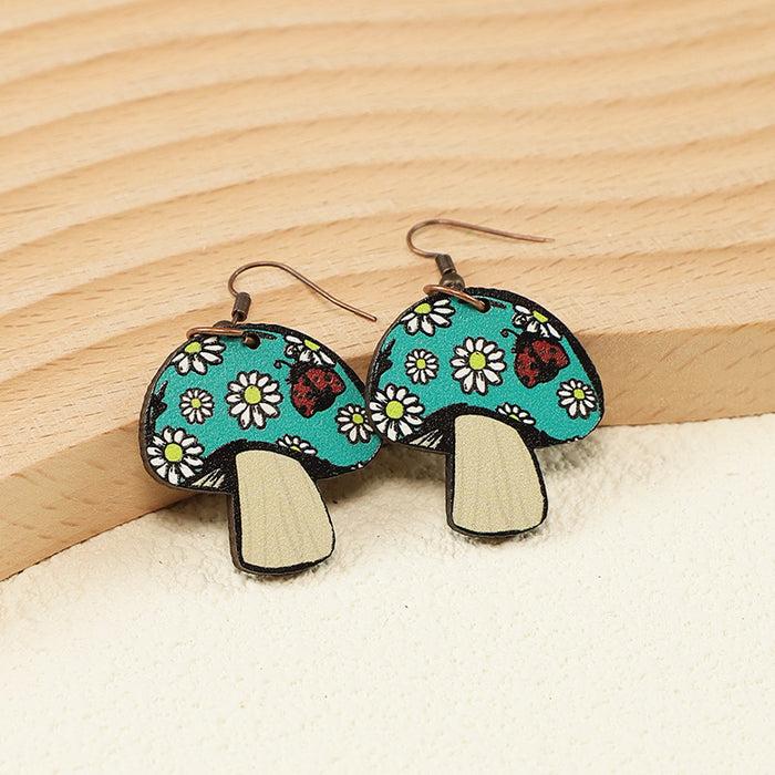 Wholesale Thanksgiving Nurses Day Back to School Season Farm Love Love Turkey Mushroom Women' s Wooden Earrings