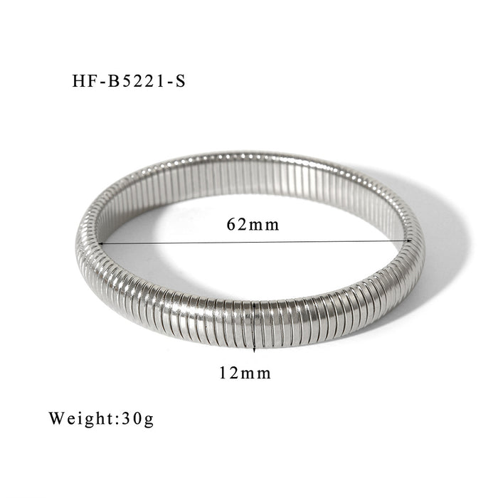 Wholesale Wide Edge Stainless Steel Elastic Bracelet JDC-BT-ChengBing003