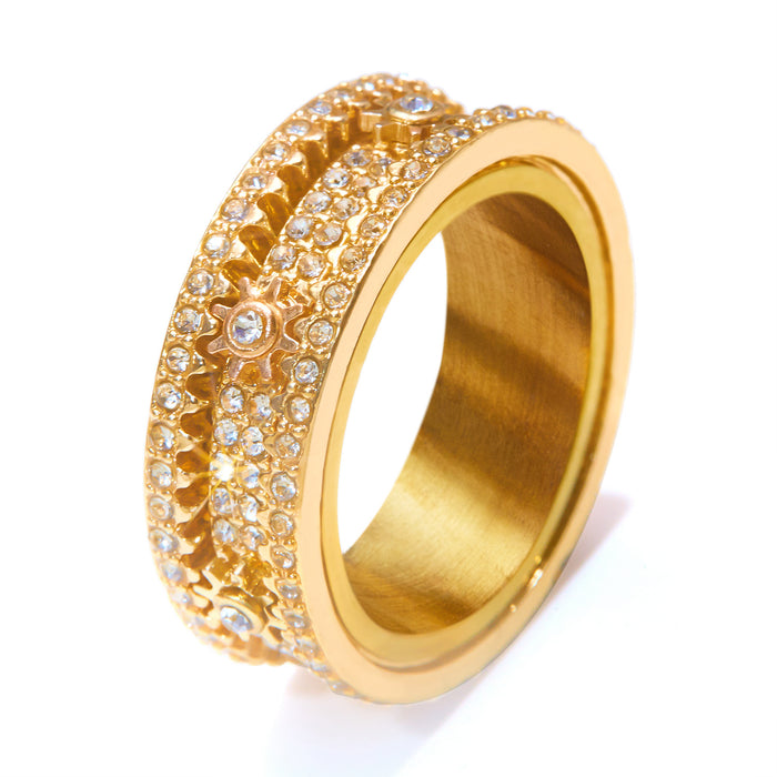 Wholesale gear rotating diamond ring fashion color diamond ring ring