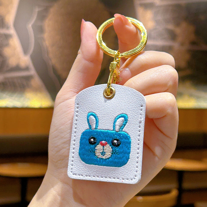 Wholesale Embroidery Cartoon Cute Animal Leather Keychain JDC-KC-WWX007