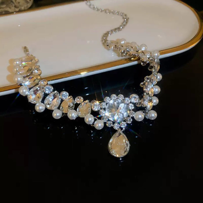 Wholesale Diamond-Encrusted Water Drop Necklace choker necklace for Women