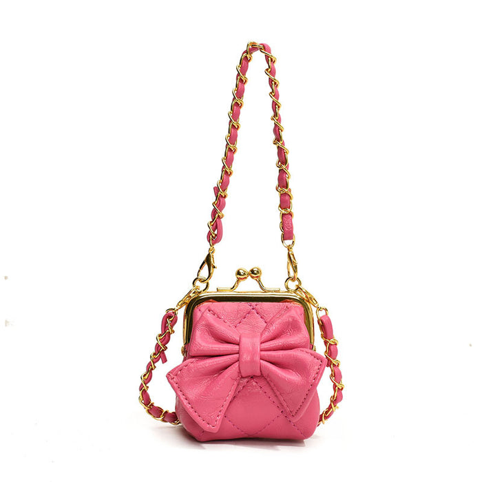 Wholesale Single shoulder bag fashion diamond grid solid color bow crossbody bag new chain