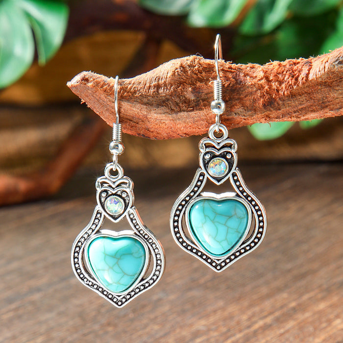 Wholesale 2pcs Bohemian Turquoise Retro Distinctive Earrings