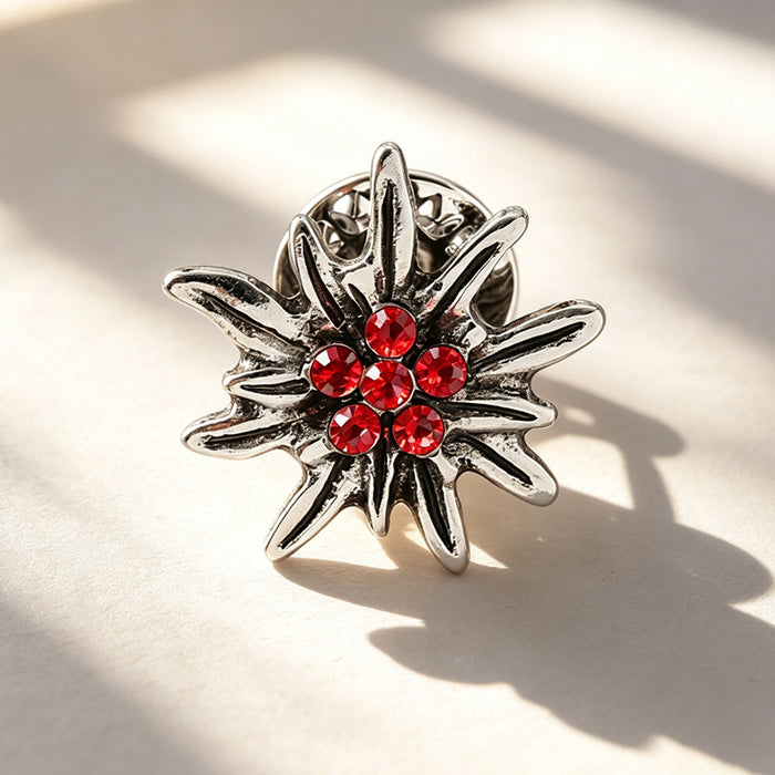Wholesale Trendy Retro Edelweiss Brooch Rhinestone Flower Pin Alloy Bag Charm DIY Accessory