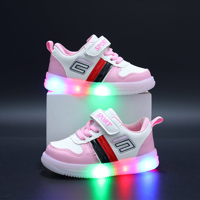 Wholesale Boys' Casual Shoes New Velcro Soft Soled Children's Board Shoes Girls' LED Lighting Shoes JDC-KS-GS010