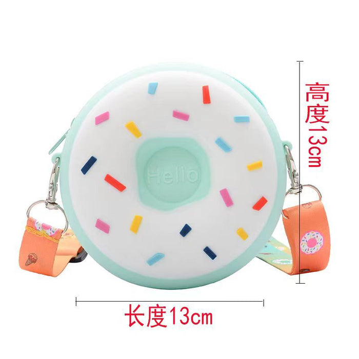 Wholesale Rainbow Donut Bag Children's Coin Purse Silicone Shoulder Backpack Baby Cartoon Wallet Crossbody Bag Women