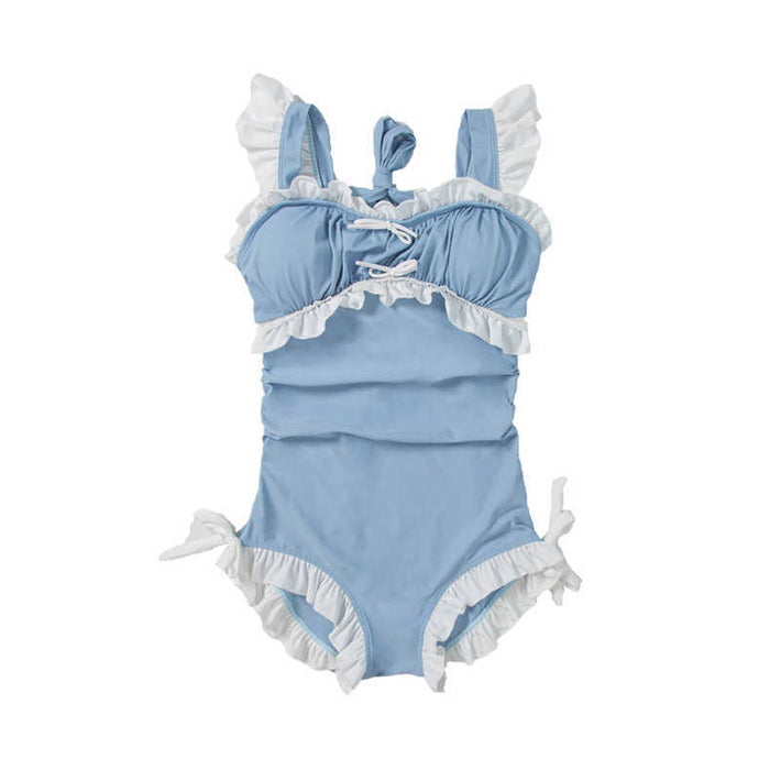 Wholesale Swimsuit women's one-piece blue lace pure desire wind swimsuit cute one-piece hot spring swimsuit professional