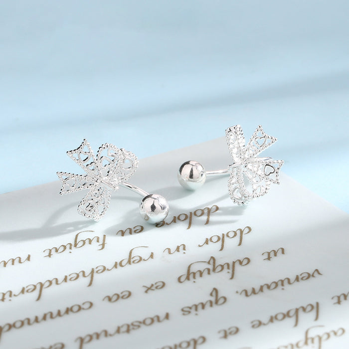 Wholesale Hollow bow, screw buckle, earring, lace lace lace, heart-shaped earring