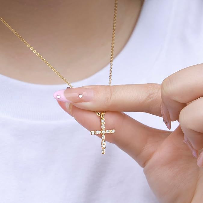 Wholesale Cross necklace, light luxury, niche design, fashionable and versatile, full diamond zircon necklace