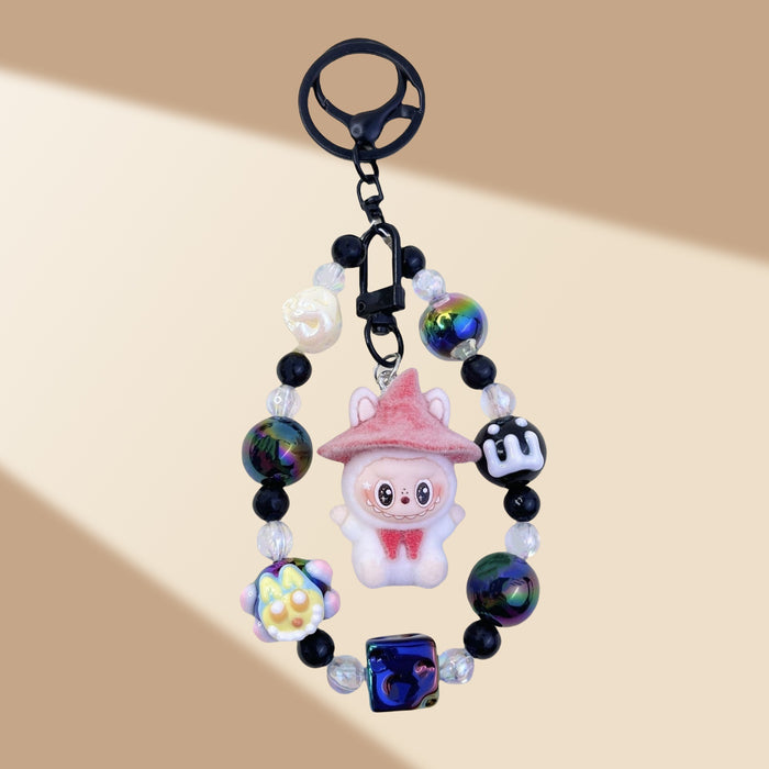 Wholesale Flocked Wizard Beaded Keychain