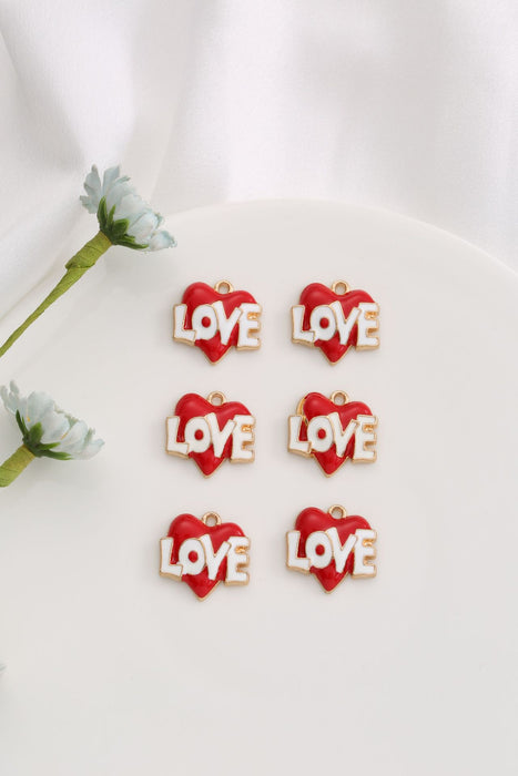 Wholesale DIY alloy electroplated checkered heart-shaped cartoon charms