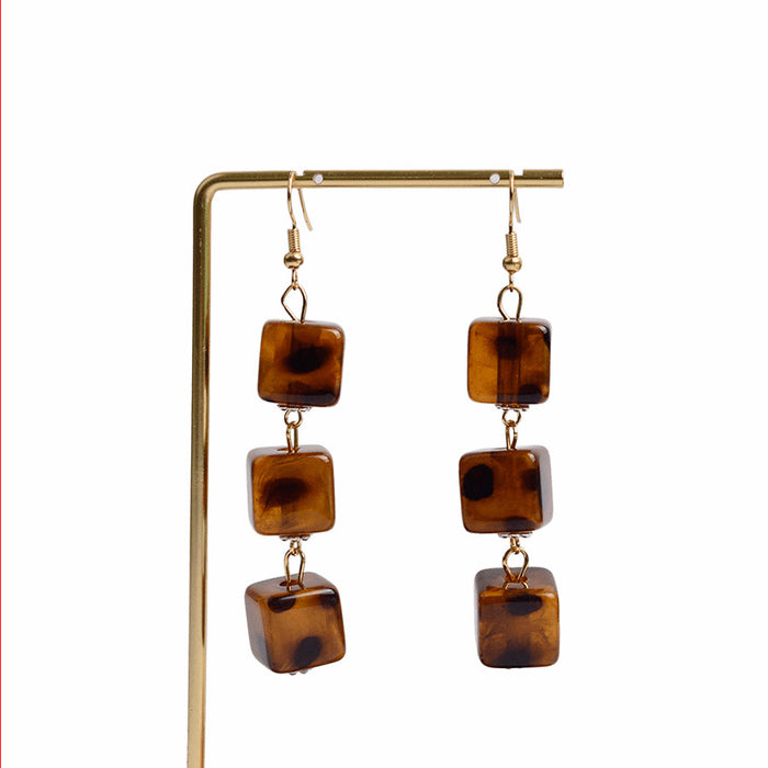 Wholesale Amber Gradient Earrings Hong Kong Style Heart Three-Dimensional Geometric