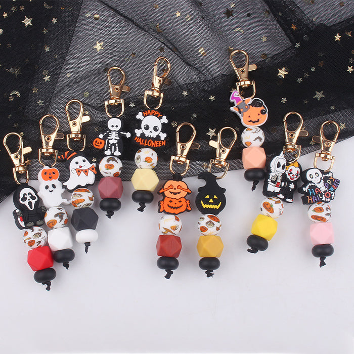 Wholesale Halloween Silicone Bead Keychain JDC-KC-GuangTian038