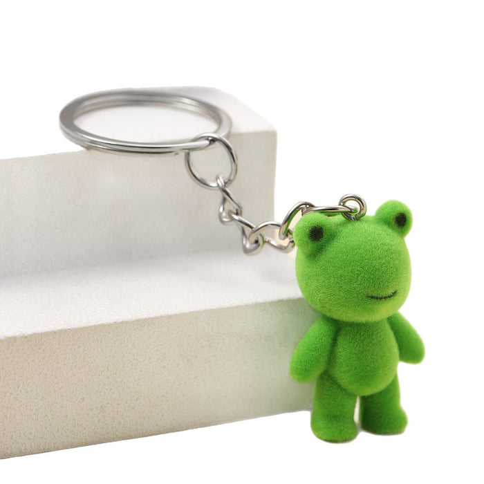 Wholesale Cute resin flocked frog keychains