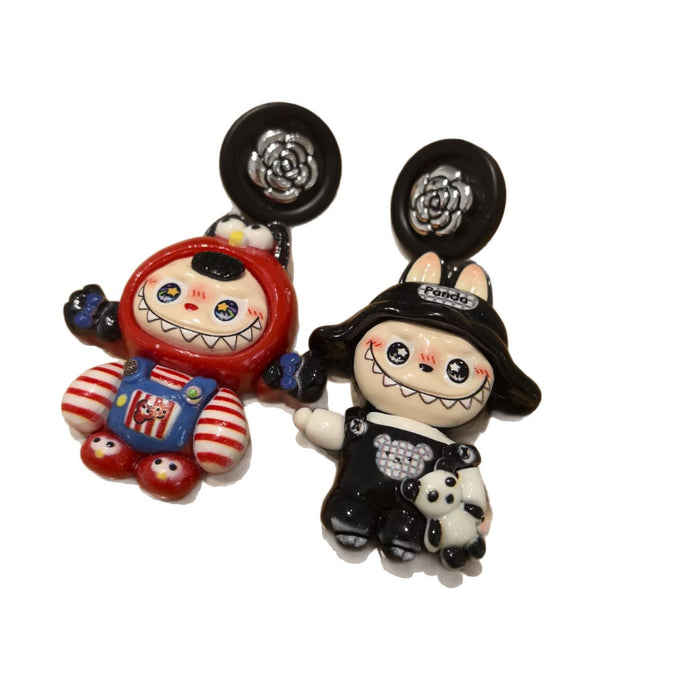 Wholesale handmade cartoon silver pin niche design earrings