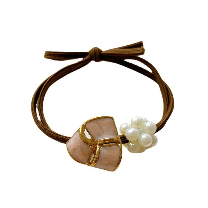 Wholesale 3 pcs Resin clover-shaped hollow crystal hair scrunchies