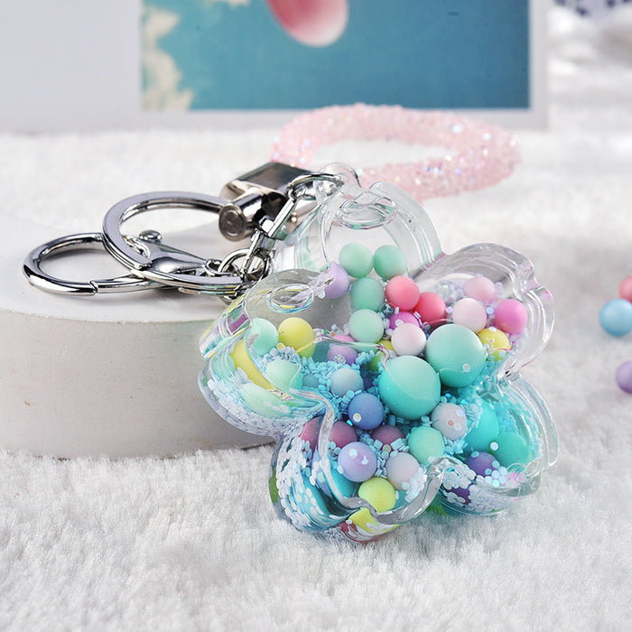 Wholesale Quicksand-Filled Oil Bottle Acrylic Keychain Accessory