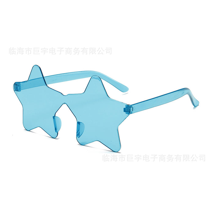 Wholesale Frameless pentagram personalized sunglasses with handmade diamond inlay