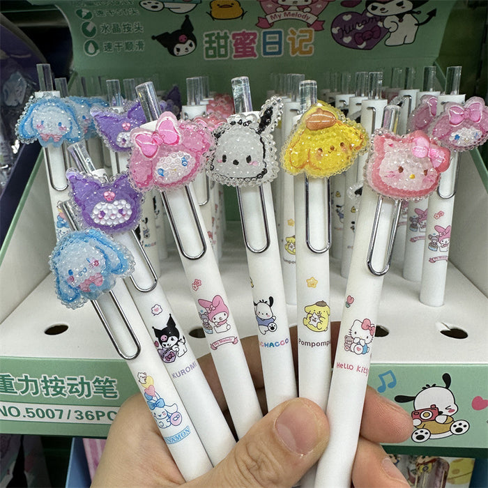 Wholesale Cartoon Crystal Diamond Sticker Press-action Pen (S) JDC-PN-YunL001