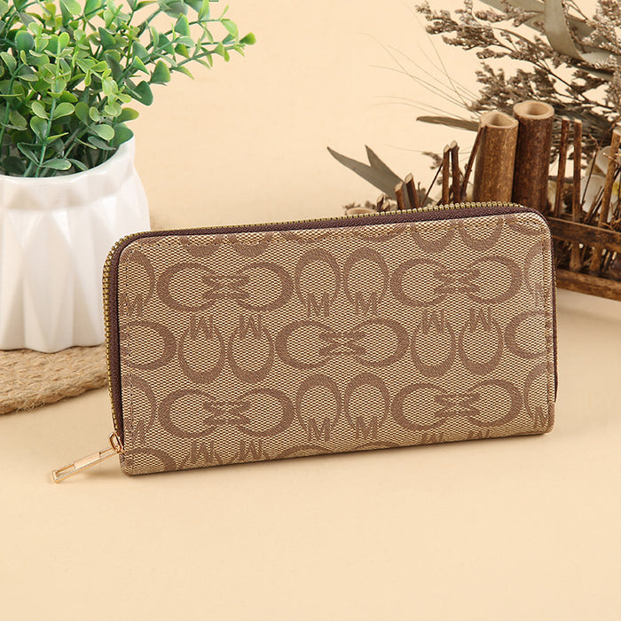 Wholesale PU Leather Long Wallet with Retro Print Design Large Capacity MOQ≥3