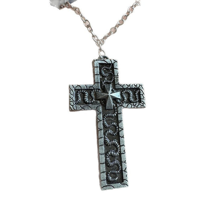 Wholesale Retro openable double-layer cross snake necklace holiday gift pendant