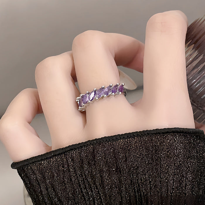 Wholesale Full diamond zircon high-end butterfly heart opening ring, niche design, personality