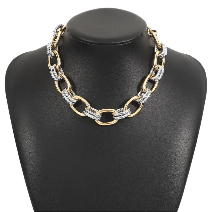 Wholesale Exaggerated Geometric Metal Color Clavicle Chain Bracelet Jewelry