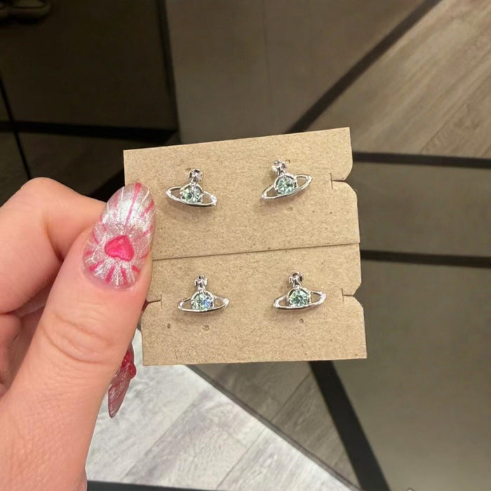 Wholesale Mint Green Zircon Mini Stud Earrings