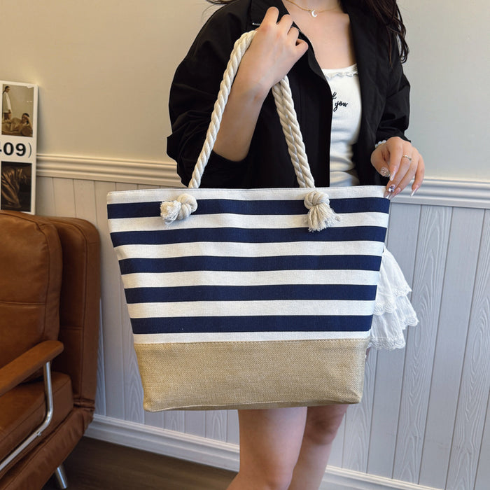 Wholesale Striped Beach Bag Women' s Backpack Handbag Supply Bag