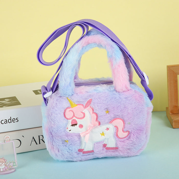 Wholesale Children' s Cute Unicorn Plush Shoulder Bags Cartoon