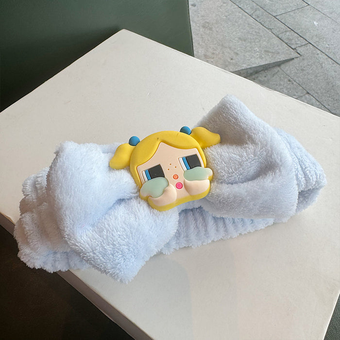Wholesale Cartoon Face Wash Hair Band Women' s Little Doll Cute High Elastic Hair Band Apply Mask Makeup Plush Wrist Band Headwear