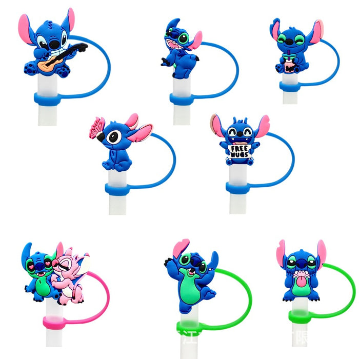 Wholesale Soft plastic straw cap, handle cup, reusable cup, straw cover, cute decorative dust cap
