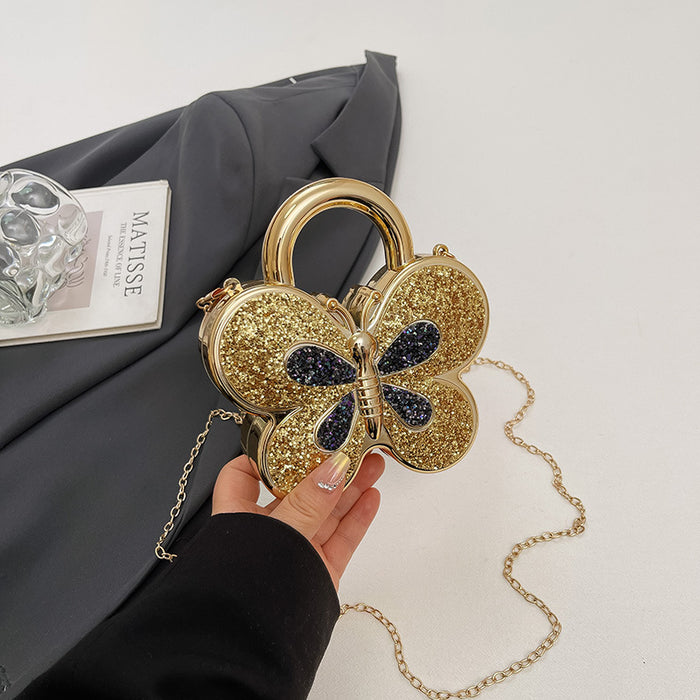 Wholesale Acrylic Butterfly Rhinestone Chain Shoulder Bag Silver Red Fashion Accessory for Resale