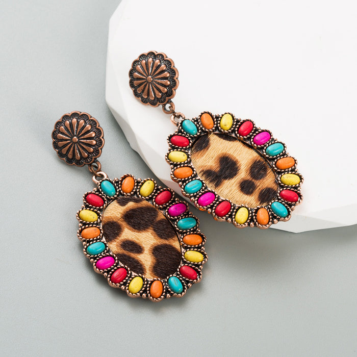 Wholesale Creative and exaggerated leather print earrings