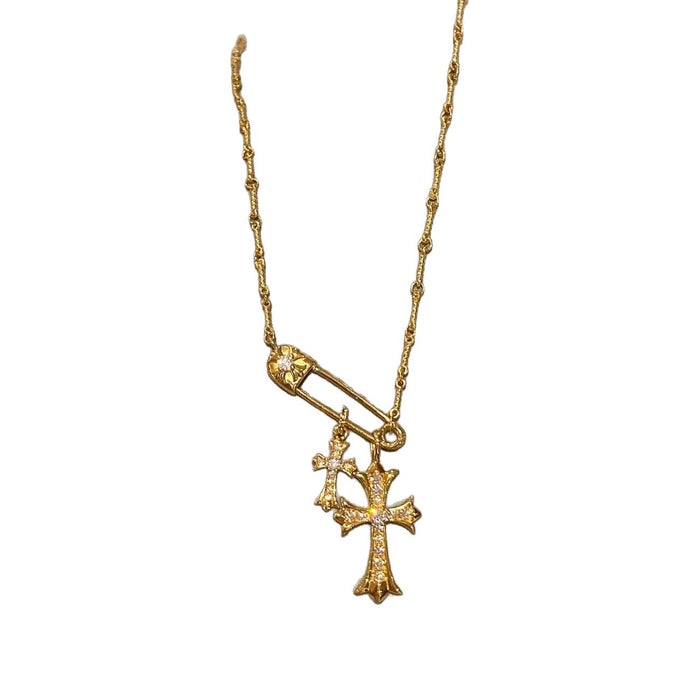 Wholesale Gold Cross Pendant Necklace Fashion Jewelry Accessory Gift For Women