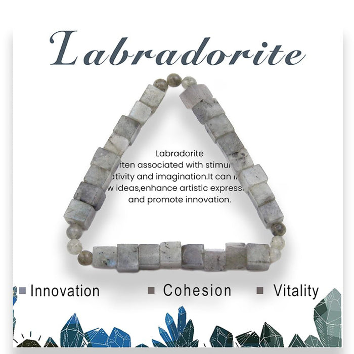 Wholesale Square Natural Stone Bracelet 6mm Powder Crystal Malachite Square Beaded Bracelet Volcanic Stone Tiger Eye Elastic Bracelet